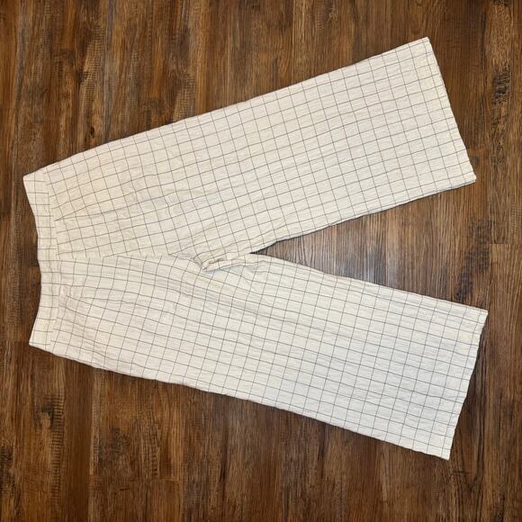Lydelle size SMALL cream and black window pane plaid wide leg capri pants Cotton - Picture 8 of 8